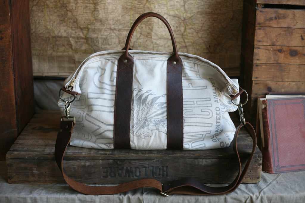 1940&#39;s era Canvas & Leather Weekend Bag - SOLD - FORESTBOUND