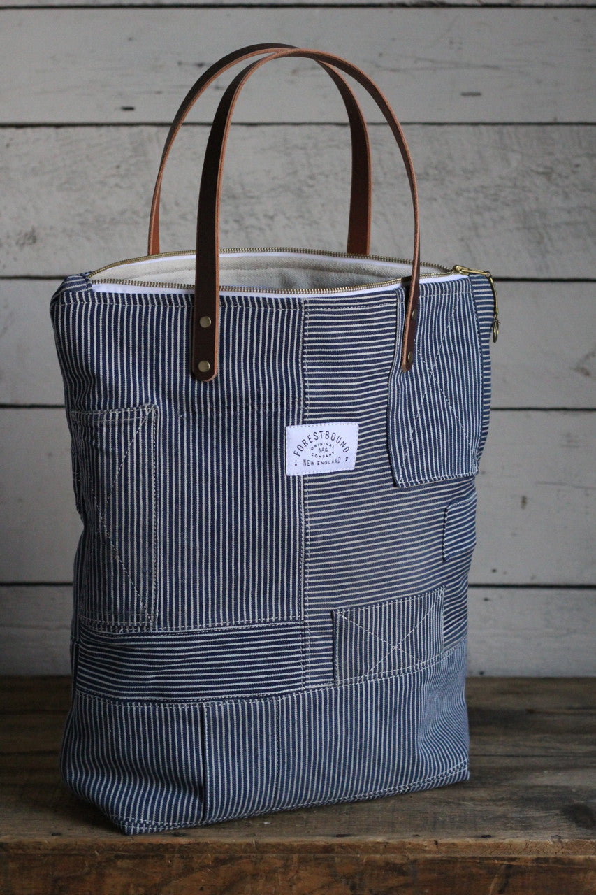 The Rambler Tote / 1930's era Hickory Stripe - FORESTBOUND