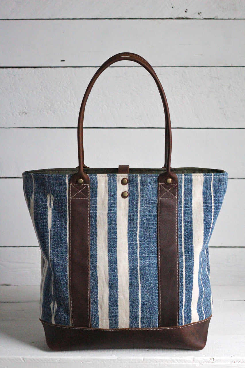 Antique Indigo Dyed Cotton and Leather Carryall – FORESTBOUND