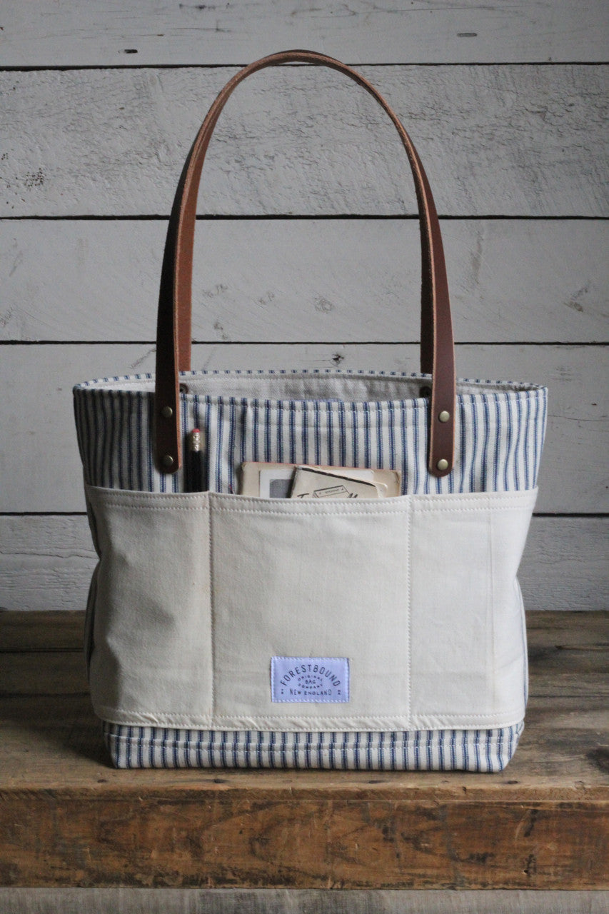 1950's era Ticking and Work Apron Tote Bag - FORESTBOUND