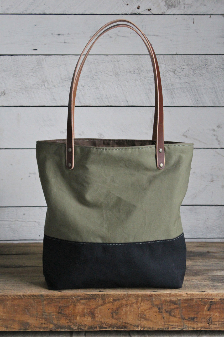 WWII era Color Blocked Canvas Tote Bag - FORESTBOUND