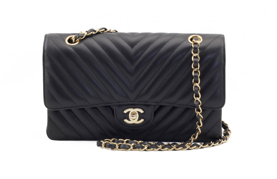 Chanel - Black Chevron Medium Flap Bag