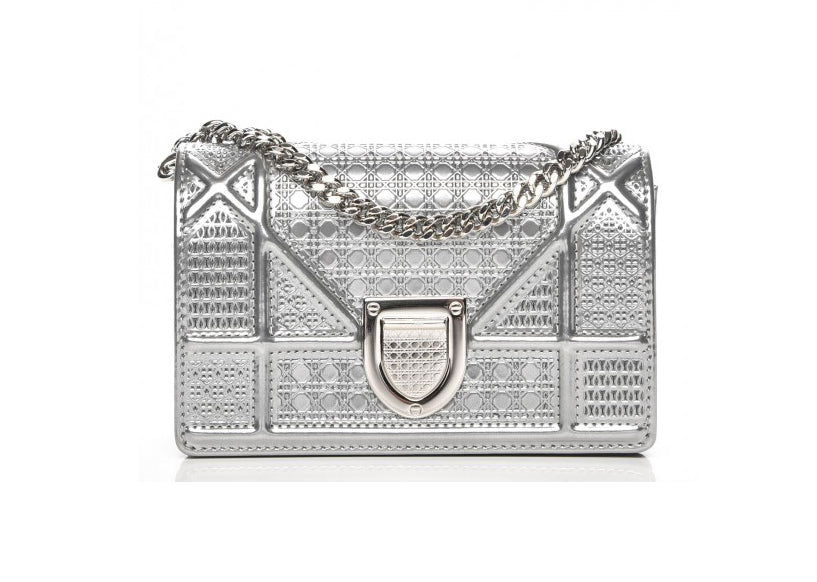Christian Dior Lady Dior Croisiere Perforated Clutch in Silver  UFO No More