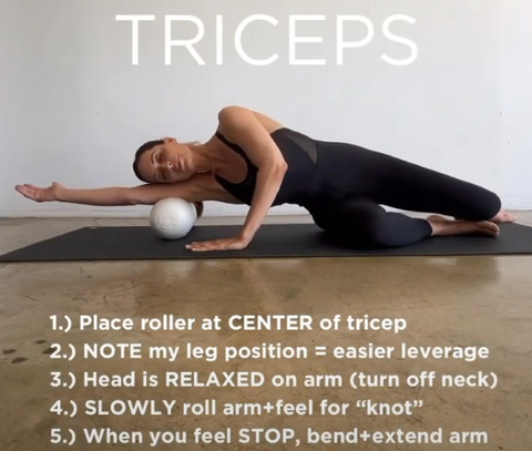 Foam rolling the triceps has profound effects on bat wings and flabby underarms to make them more sculpted and toned