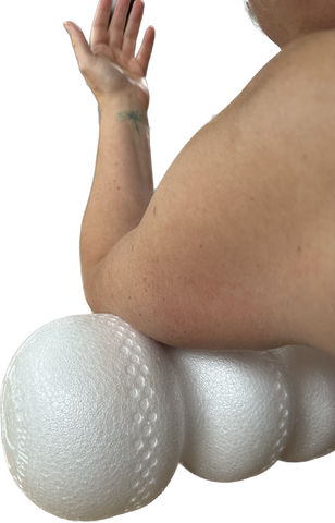 Reduce bat wings and tone and sculpt flabby underarms with the Rollga foam roller as shown