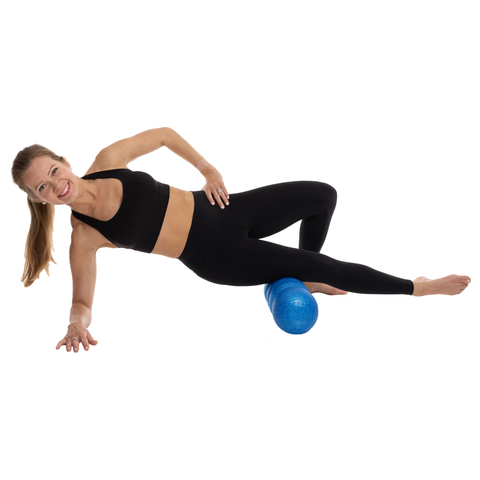 IT band foam roller exercises that specifically targets RP25 - a pressure point for all kinds of benefits. reduce knee pain, foot pain, back pain and others