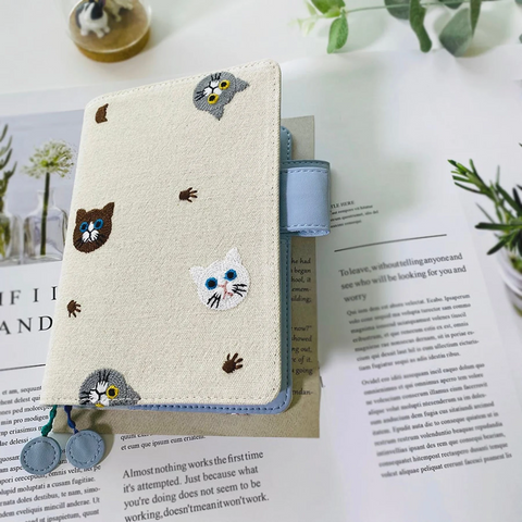 Cute Cat Notebook Fabric-Leather Covered Journal