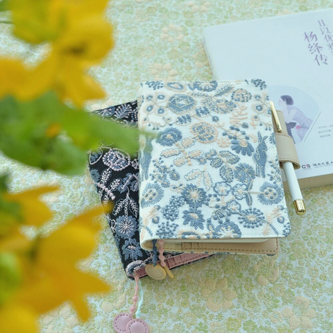 Embroidered Flower Blossom Notebook Cover