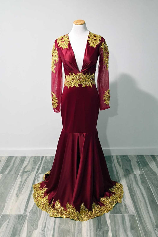 Burgundy Red Formal Mermaid Prom Dress