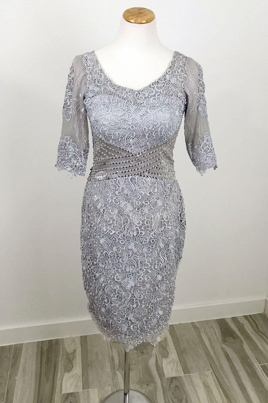 Gray Short Mother of Bride Formal Dress XH1016