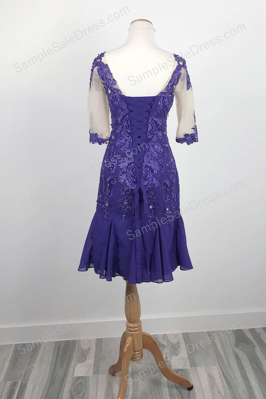 Purple Short Lace Mother of Bride Groom Dress XH1014