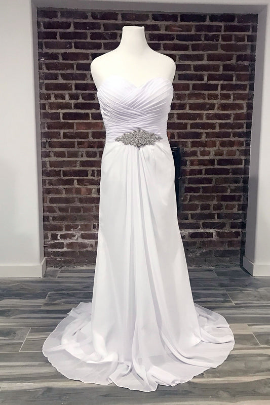 Strapless Long Chiffon Destination Wedding Dress