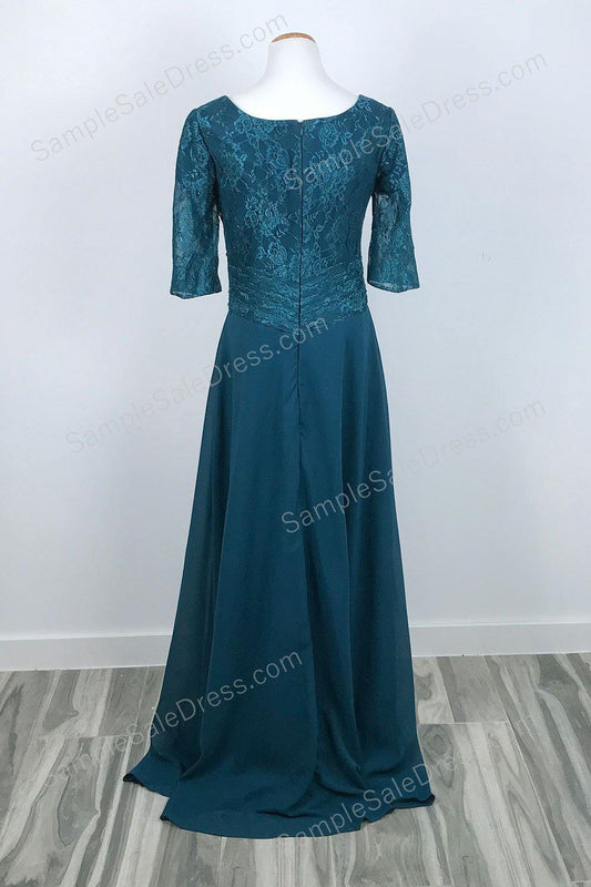 Long Teal Chiffon Mother of Bride and Groom Formal Evening Dress XH1037