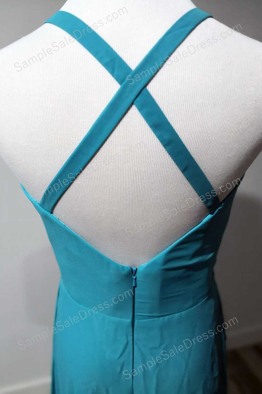 Turquoise Cross Back Evening Dress - Sample Sale Dress 