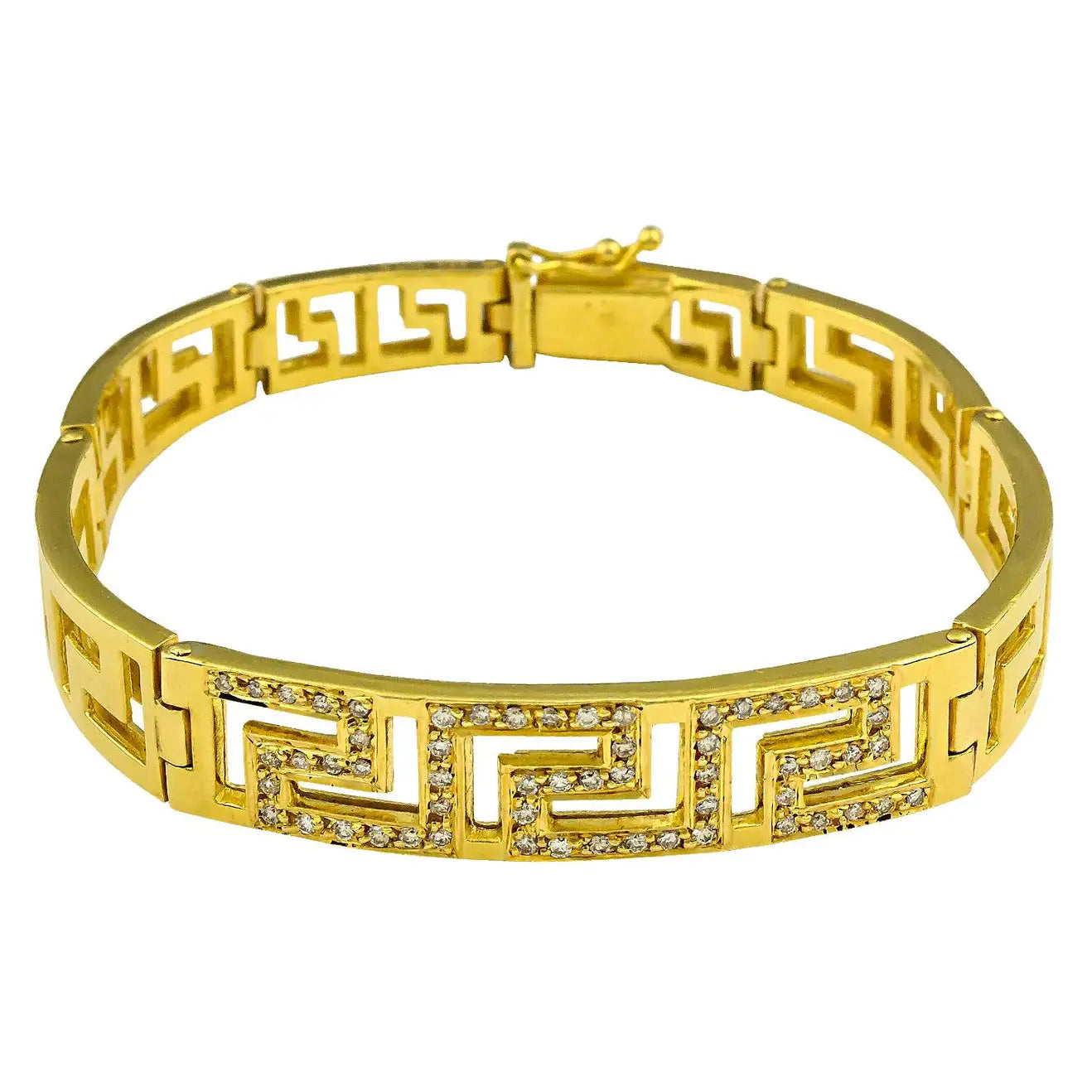 Goldtone Diamond Pre Loved Greek Key ss Necklace – ReturnStyle