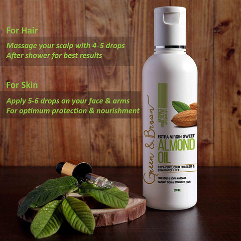 Green & Brown Sweet Almond Cold Pressed Pure 200 Ml for Hair, VegeBaby