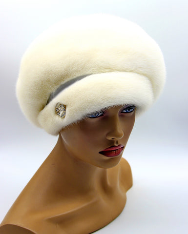 white fur beret