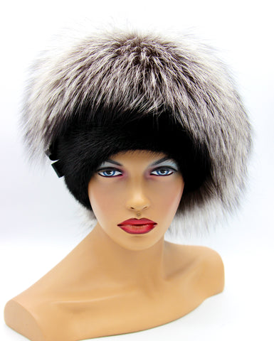 womens silver fox fur hat