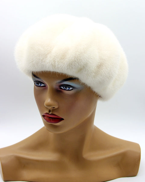 white fur beret