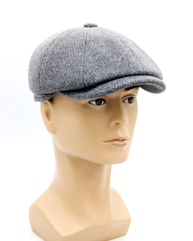 grey newsboy cap