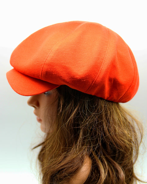 Newsboy linen women's cap summer baker boy hat cotton orange – Caps&HatsUA