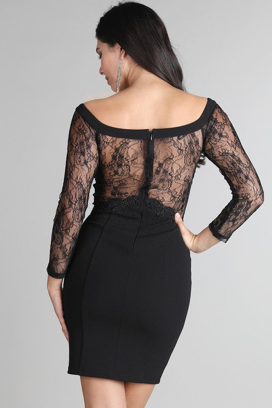 lace black cocktail dress