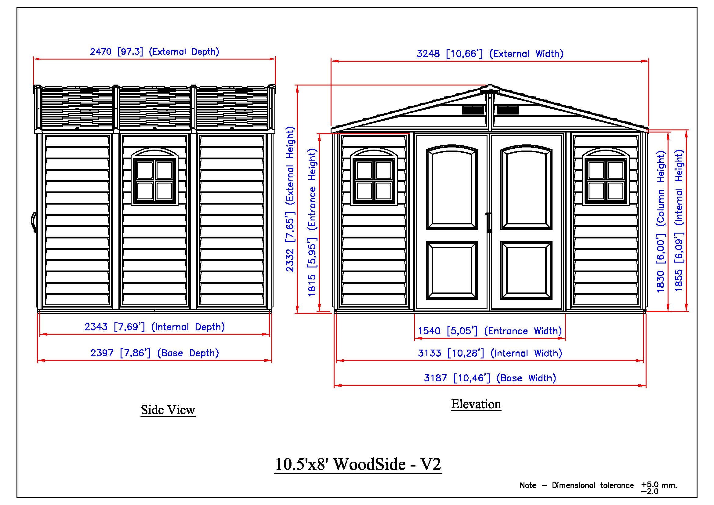 10x8X7 ft Woodside Plus Vinyl Plastic Storage Shed - MyGreenhouseStore.com