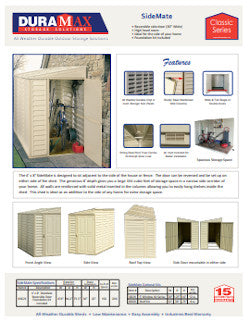 Manufacturer's Brochure, DuraMax SideMate 4' x 8' shed