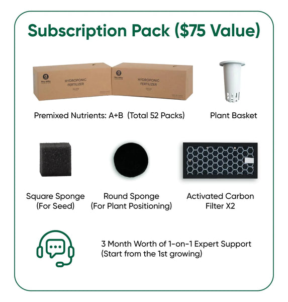 Hey abby subscription pack - nutrients, plant basket, square sponge, round sponge, activated carbon filter