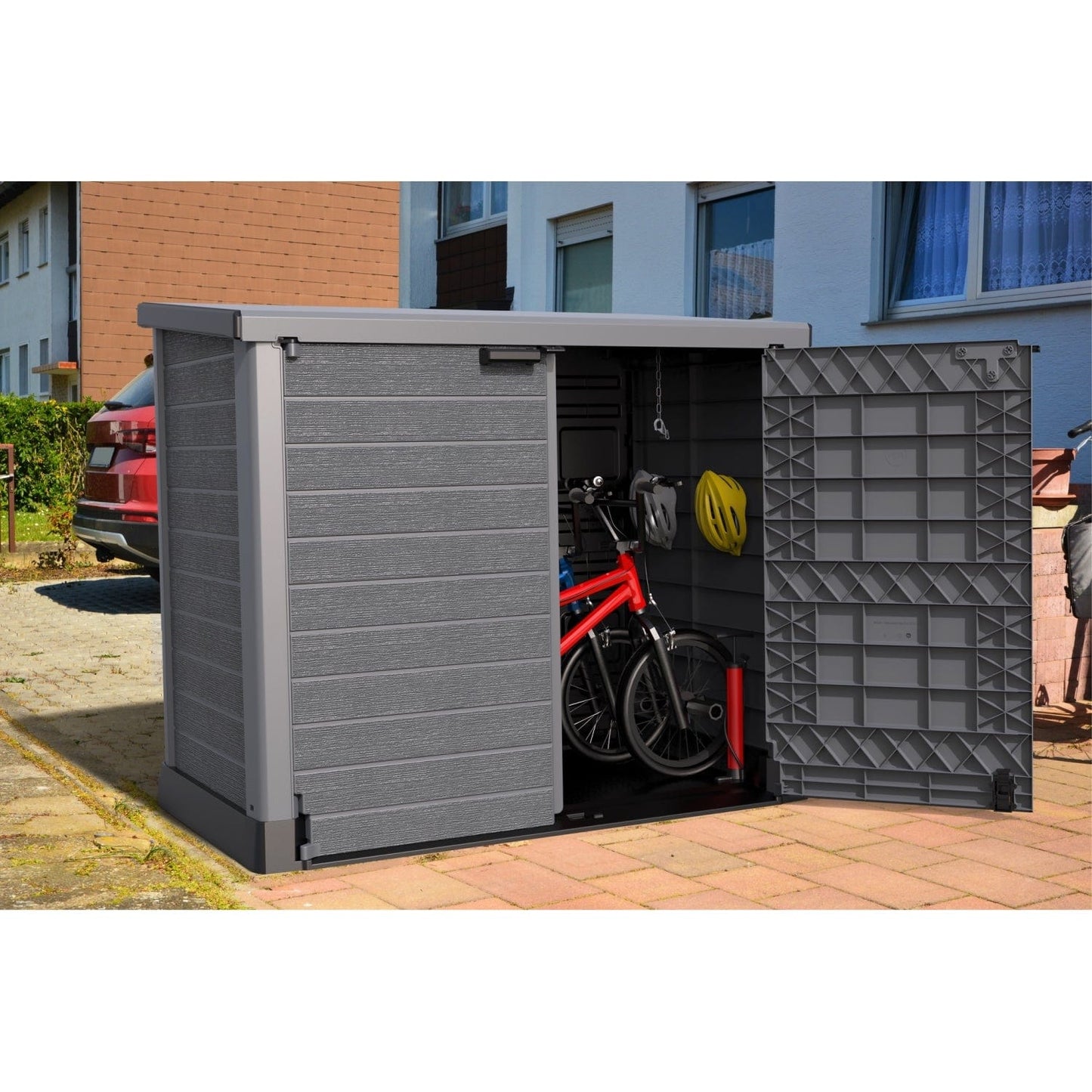 Duramax shed cabinet DuraMax | Heavy Plastic StoreAway Multipurpose Horizontal Shed with Flat Lid - 1200L - Gray 86630