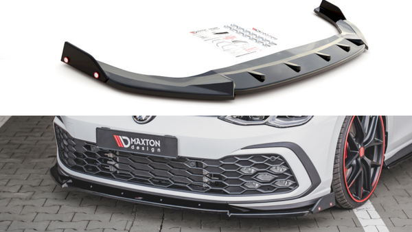 Maxton Design Front Splitter V.2 + Flaps for Volkswagen Golf MK8 GTI (