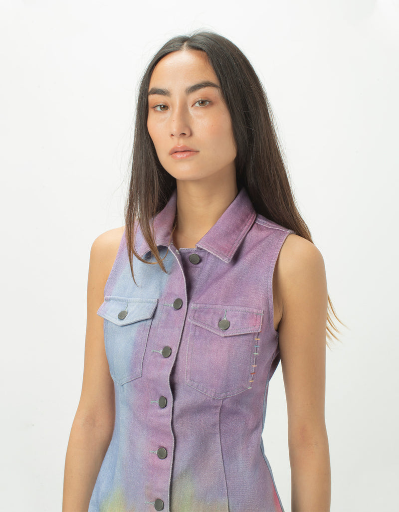 purple denim dress