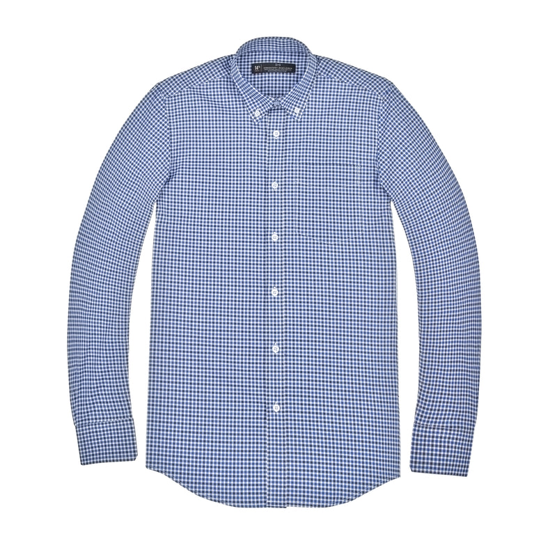 Blue and Black Gingham Athletic Fit Button-Down Collar Shirt ...