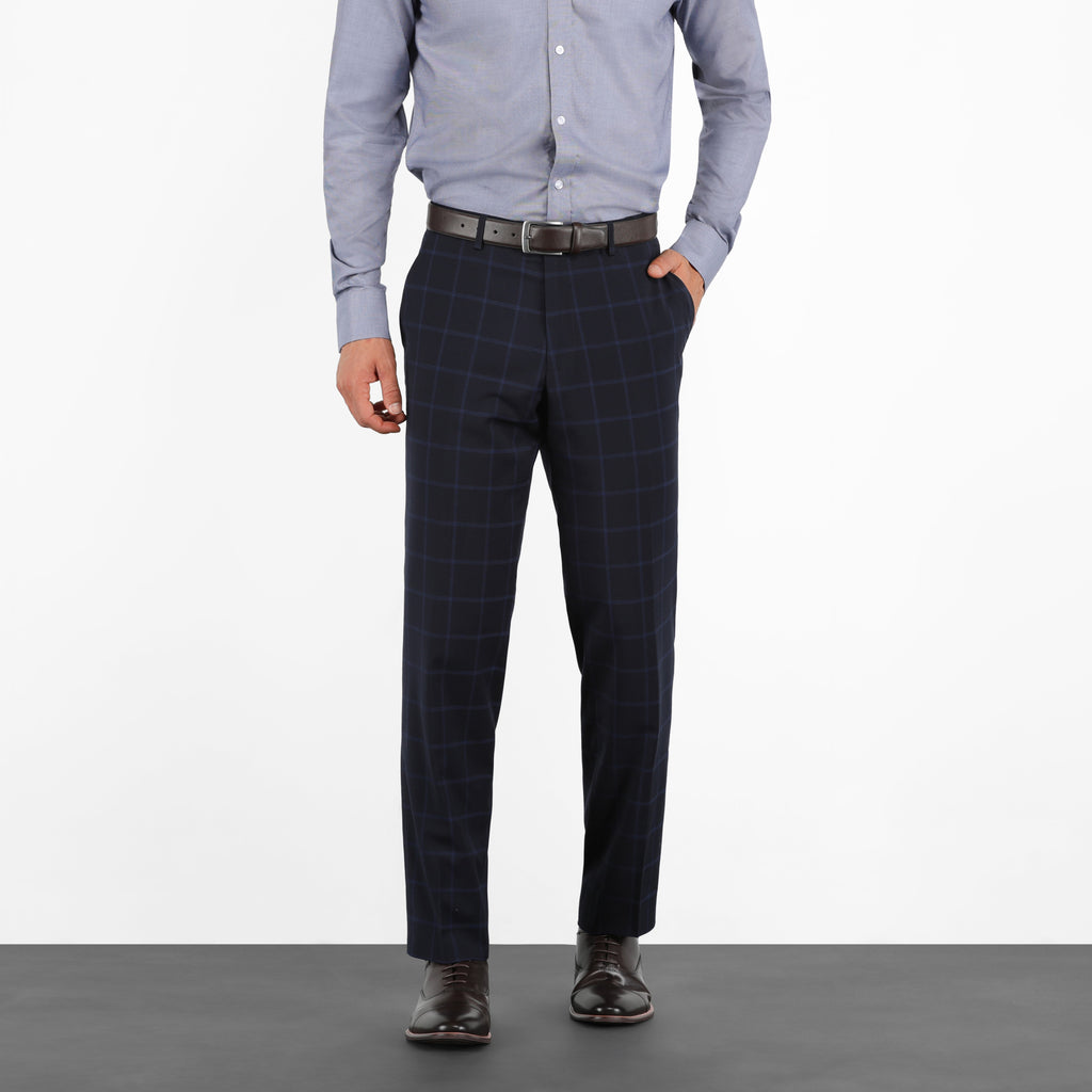 supreme window pane wool trouser navy 30