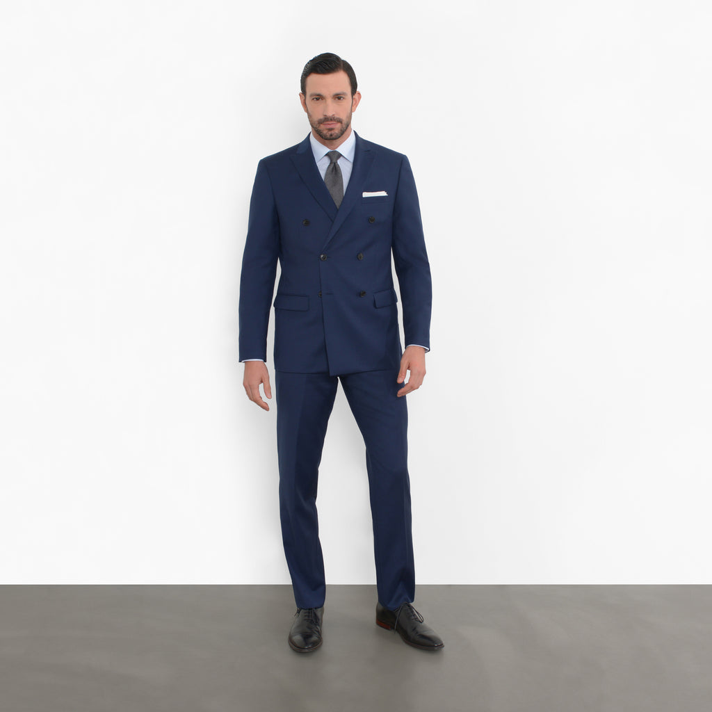 Blue Double Breasted Slim Fit Suit 
