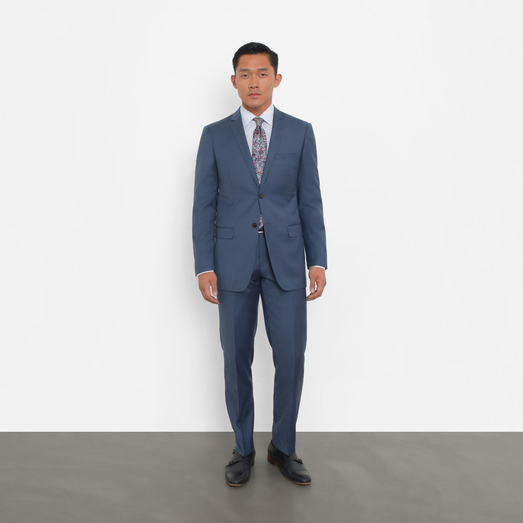 Slate Blue Slim Fit Suit Combatant Gentlemen