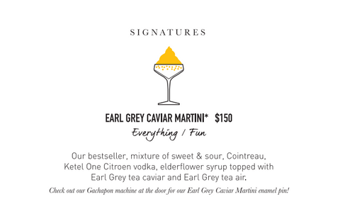 Quinary Bar Menu | Earl Grey Martini