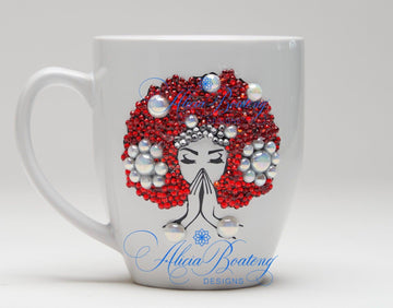 AFRO Glam Collection (Osceola)  Red / White Empowering Women coffee tea cup bling cup