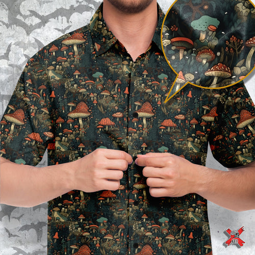 Scandinavian Forest Short Sleeve Button Down-up Shirt