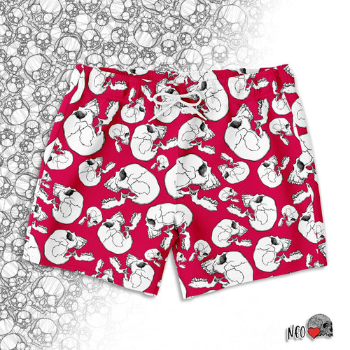 Carmine Skull  Swim Trunks