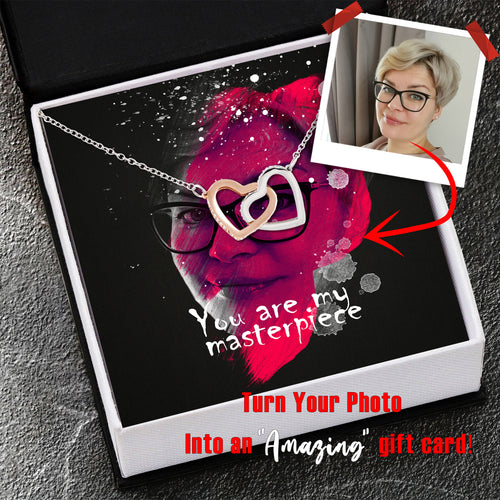 My Masterpiece Two Hearts Necklace Personalized Card
