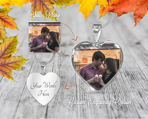 Personalized Photo Necklace Heart. Custom Picture