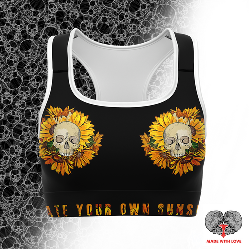 Sunflower Skull Sports Bra