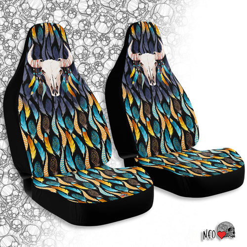 Boho Buffalo Skull Car Seat Covers