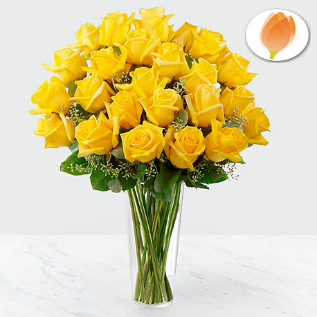 Rosas Amarillas en Jarron x 12 o 24 Flores 24 Horas
