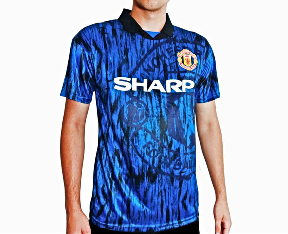 man united blue retro jersey