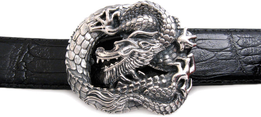 Jewelry1000 Men's Sterling Silver Double Dragon Belt Buckle