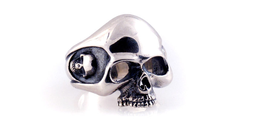 DR-01 Full Skull w/Side Skulls Ring - Jeff Deegan Designs