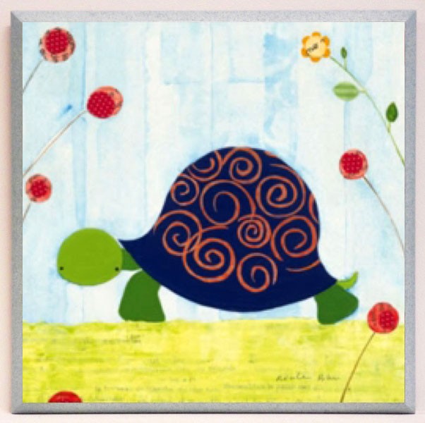 Obraz - Zwierzątka wśród roślin, żółwik - reprodukcja na płycie WI5768 26x26 cm - Obrazy Reprodukcje Ramy | ergopaul.pl