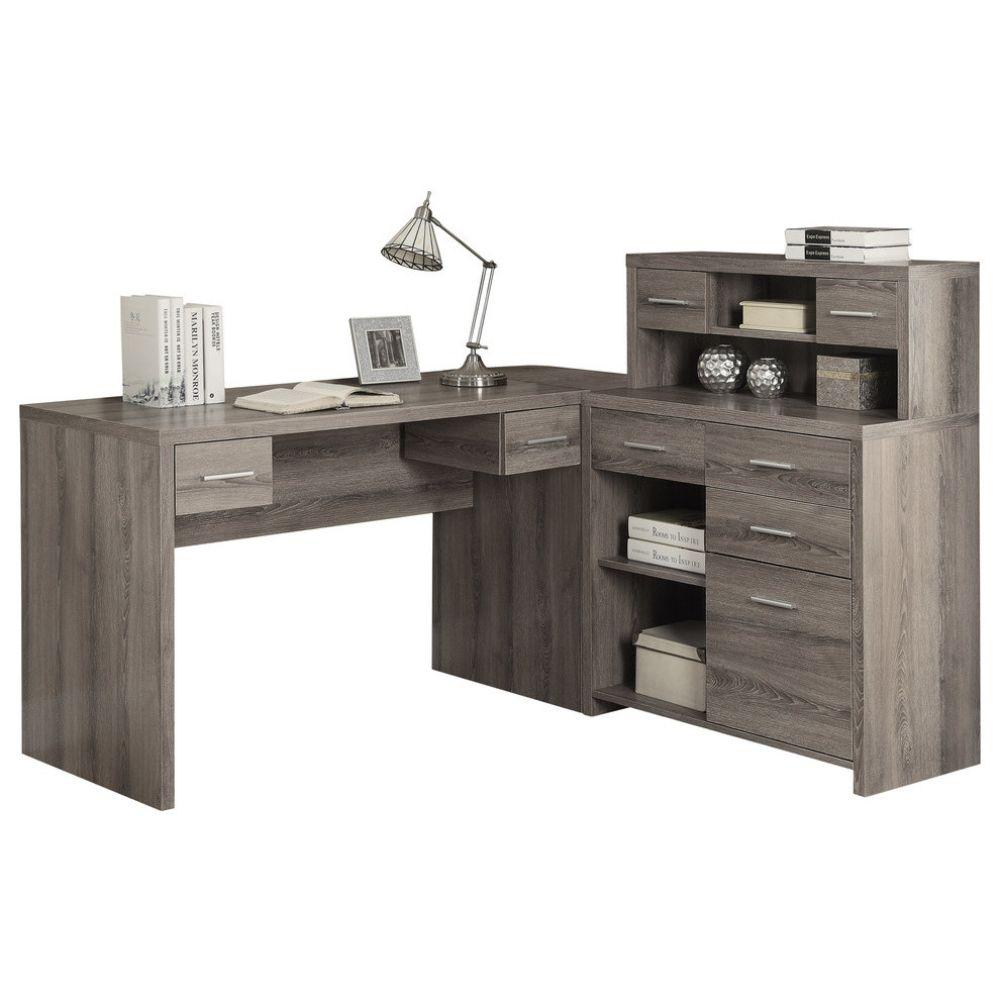 Monarch Hollow Core L Shaped Home Office Desk With Hutch Dark
